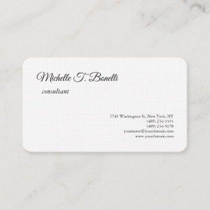 Carte De Visite Luxe Linge de qualité supérieure Noir blanc Script