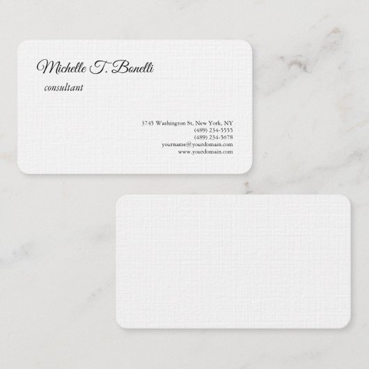 Carte De Visite Luxe Linge de qualité supérieure Noir blanc Script (Devant / Derrière)