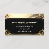 Carte De Visite Luxe Lumière Or Noir Chic Royal Glam Ornements (Dos)