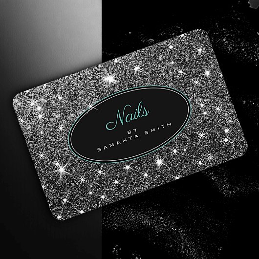 Carte De Visite Luxe Lumineuse Parties scintillant Argent Étoiles