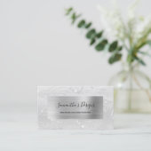 Carte De Visite Luxe Marbre blanc Agate Glam Silver Foil (Debout devant)