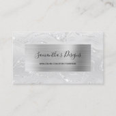Carte De Visite Luxe Marbre blanc Agate Glam Silver Foil (Devant)