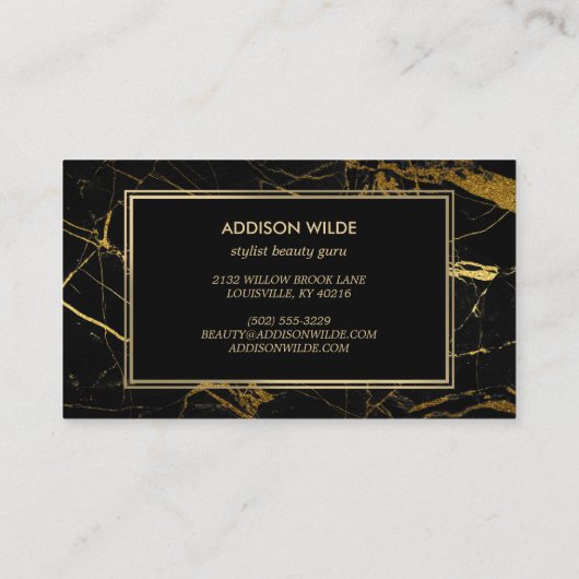 Carte De Visite Luxe Marbre noir et or Texture (Dos)