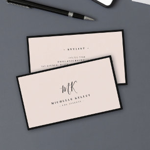 Carte De Visite Luxe Mini Monogramme Rose Clair Chic