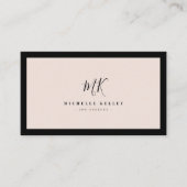 Carte De Visite Luxe Mini Monogramme Rose Clair Chic (Devant)