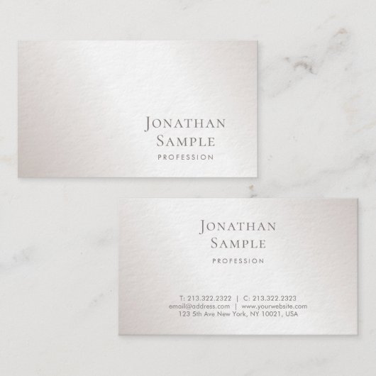 Carte De Visite Luxe minimal élégant d'argent de conception (Devant / Derrière)