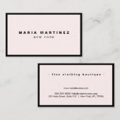 Carte De Visite Luxe Minimal noir/rose pastel (Devant / Derrière)