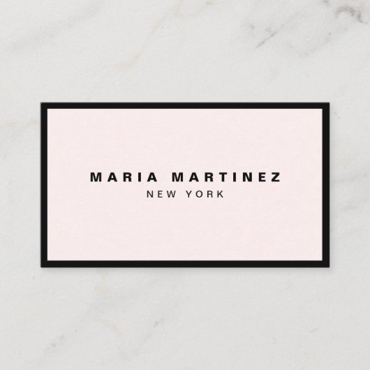 Carte De Visite Luxe Minimal noir/rose pastel (Devant)