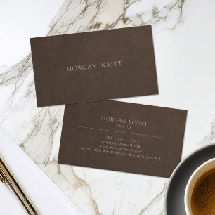 Carte De Visite Luxe Minimaliste Imprimé en Cuir Fauve