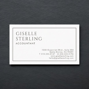 Carte de visite luxe minimaliste noir et blanc pou