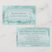 Carte De Visite Luxe Mint Floral Bokeh Designer de mode intérieur (Devant / Derrière)