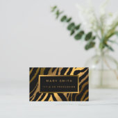 Carte De Visite Luxe Modern Gold Tiger Ajouter Votre Texte (Debout devant)
