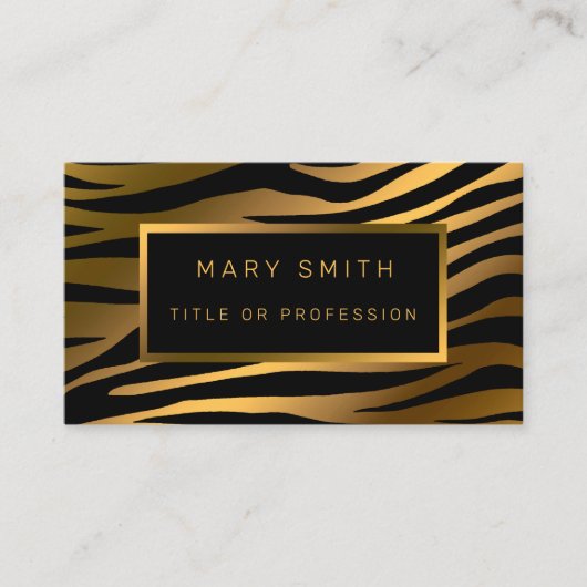 Carte De Visite Luxe Modern Gold Tiger Ajouter Votre Texte (Devant)