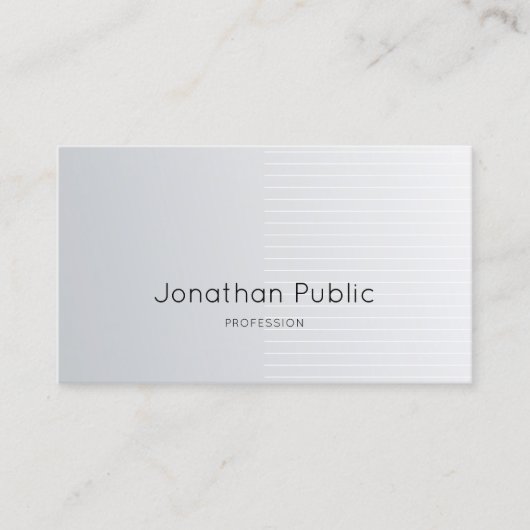 Carte De Visite Luxe Moderne Design tendance élégant Silver Plain (Devant)