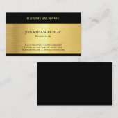 Carte De Visite Luxe moderne élégant Black Gold Professional (Devant / Derrière)