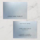 Carte De Visite Luxe Moderne Elégant Design Silver Look Plain (Devant / Derrière)
