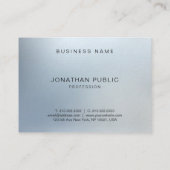 Carte De Visite Luxe Moderne Elégant Design Silver Look Plain (Dos)
