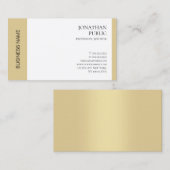 Carte De Visite Luxe Moderne Elégant Faux Or Blanc Professionnel (Devant / Derrière)