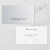 Carte De Visite Luxe Moderne Elegant Modèle Argent Professionnel (Devant / Derrière)