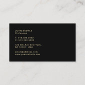 Carte De Visite Luxe Moderne Elégant Noir Or élégant (Dos)
