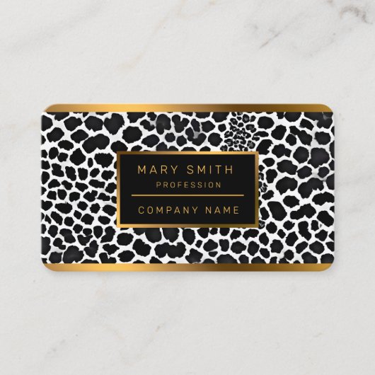 Carte De Visite Luxe Moderne Léopard Blanc Elégante Collection (Devant)