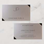 Carte De Visite Luxe moderne or argent élégant Monogramme (Devant / Derrière)