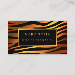 Carte De Visite Luxe Moderne Or Orange Tiger Ajouter Votre Texte