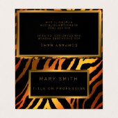 Carte De Visite Luxe Moderne Or Orange Tiger Ajouter Votre Texte (Extérieur déplié)