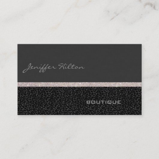 Carte De Visite Luxe moderne professionnel chic léopard glittery (Devant)