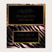 Carte De Visite Luxe Moderne Silver Pink Tiger Ajouter Votre Texte (Extérieur déplié)