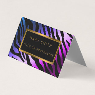 Carte De Visite Luxe Moderne Silver Purple Tiger Ajouter Votre Tex