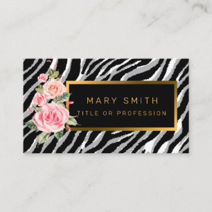 Carte De Visite Luxe Moderne Tigre Floral Ajouter Votre Texte