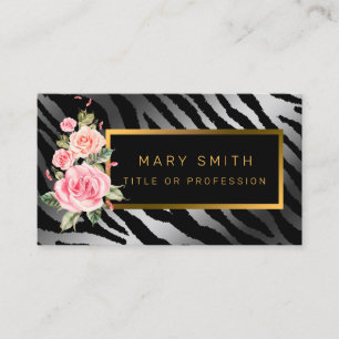 Carte De Visite Luxe Moderne Tigre Floral Ajouter Votre Texte