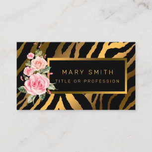 Carte De Visite Luxe Moderne Tigre Floral Ajouter Votre Texte