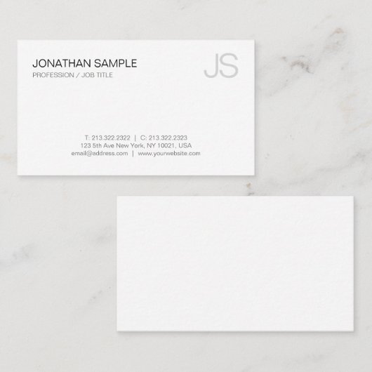 Carte De Visite Luxe Monogram Simple Design moderne élégant tendan (Devant / Derrière)