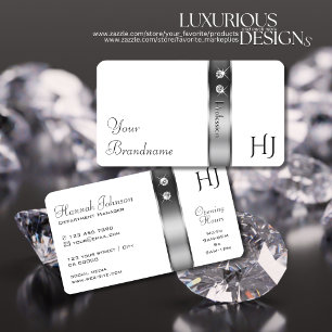 Carte De Visite Luxe Monogramme de diamants de décoration blanc et