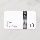 Carte De Visite Luxe Monogramme de diamants de décoration blanc et (Devant)
