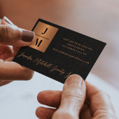 Carte De Visite Luxe monogramme noir or professionnel