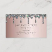 Carte De Visite Luxe Monogramme Parties scintillant Argent Lumineu (Dos)