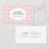 Carte De Visite Luxe Motif Art déco rouge et blanc (Devant / Derrière)