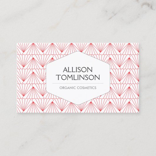 Carte De Visite Luxe Motif Art déco rouge et blanc (Devant)