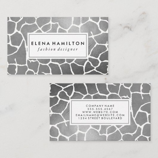 Carte De Visite Luxe Motif Silver (Devant / Derrière)