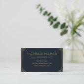 Carte de visite luxe Navy et Or Art Déco (Debout devant)