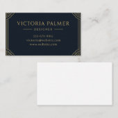 Carte de visite luxe Navy et Or Art Déco (Devant / Derrière)