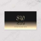 Carte De Visite Luxe noir beige dégradé miroir Police Monogramme (Devant)