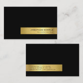 Carte De Visite Luxe noir créatif élégant moderne de rayure d'or (Devant / Derrière)