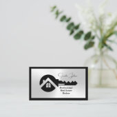 Carte de visite luxe noir et argent à code QR phot (Debout devant)