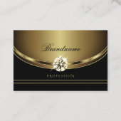 Carte De Visite Luxe noir et or avec strass brillants (Devant)