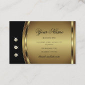 Carte De Visite Luxe noir et or avec strass brillants (Dos)