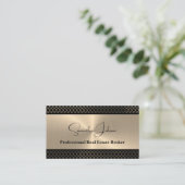 Carte de visite Luxe Noir & Or QR Code/Photo Immob (Debout devant)
